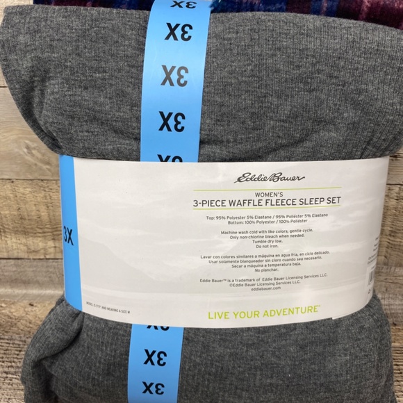 Eddie Bauer Ladies' 3-Piece Waffle Fleece Pajamas Set Gray Size 3X - Picture 9 of 9